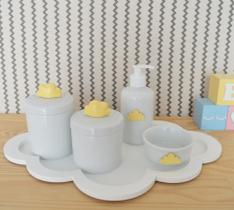 Kit Higiene Bebê Infantil K058 Nuvem Porcelanas Multi Uso Moderno Decoração