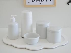 kit Higiene Bebê Infantil Nuvem Termica Completo Potes Multi Uso Moderno Decoração - ciranda arte - criativa