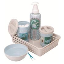 Kit Higiene Bebê Infantil Organizador Dinossauro Menino