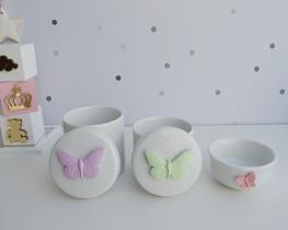 Kit Higiene Bebê K015 Borboleta Porcelanas Decoração Quarto - Ciranda Arte Criativa