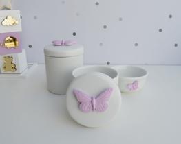 Kit Higiene Bebê K015 Borboleta Porcelanas Decoração Quarto