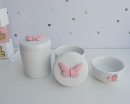 Kit Higiene Bebê K015 Borboleta Porcelanas Decoração Quarto