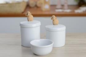 Kit Higiene Bebê K015 Porcelanas Aplique Ursa Coroa Laço Coroa Flor Dourado Decoração Quarto