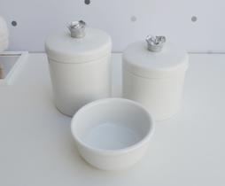 Kit Higiene Bebê K015 Prata Porcelanas Decoração Quarto Banho