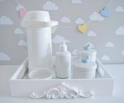 Kit Higiene Bebê K028 Porcelanas Térmica Banho Cuidado Quarto Azul - Ciranda arte - criativa