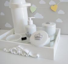 Kit Higiene Bebê K028 Porcelanas Térmica Banho Cuidado Quarto Prata - Ciranda arte - criativa