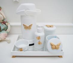 Kit Higiene Bebê K030 Borboleta Infantil Moderno Porcelanas Bandeja Menina Térmica