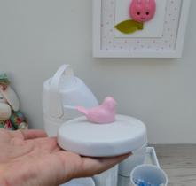 Kit Higiene Bebe K030 Completo Infantil Rosa Moderno Porcelanas Bandeja Menina Térmica 500 ml Gel