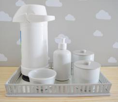 Kit Higiene Bebe K039 Completo Infantil Cinza Moderno Porcelanas Bandeja Cinza Térmica