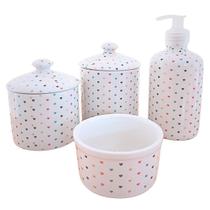 Kit Higiene Bebê Lavabo 4 ou 5 pçs Poá c/ Pegador Porcelana