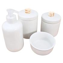 Kit Higiene Bebê Lavabo 4 peças c/ Pegador Porcelana Branca Kit Higiene Bebê Lavabo 4 peças c/ Pegador Porcelana Branca