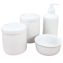 Kit Higiene Bebê Lavabo 4 peças - Porcelana Branca