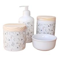 Kit higiene bebê lavabo arabescos 4 pçs - Porcelana Tp Pinus