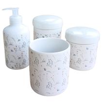 Kit Higiene Bebê Lavabo Arabescos 4 Peças em Porcelana Kit Higiene Bebê Lavabo Arabescos 4 Peças em Porcelana