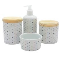 Kit higiene bebê lavabo Poá Colorido 4 pçs - Tamp. Pinus
