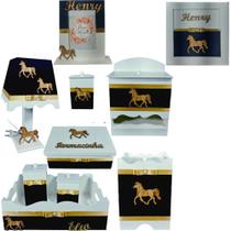 Kit Higiene bebê madeira Mdf 10 peças - AZUL MARINHO DE CAVALO Kit Higiene bebê madeira Mdf 10 peças - AZUL MARINHO DE CAVALO