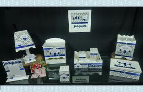 Kit Higiene bebê Mdf 10 peças - CHUVA DE AMOR CHEVRON CINZA