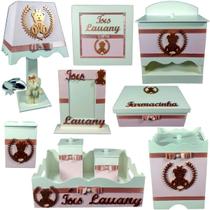 Kit Higiene bebê Mdf 10 peças - ROSÊ DE URSINHA Kit Higiene bebê Mdf 10 peças - ROSÊ DE URSINHA
