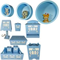 Kit Higiene bebê mdf 8 pçs + 3 Nichos Azul - Coroa Azul (Pronta Entrega) Kit Higiene bebê mdf 8 pçs + 3 Nichos Azul - Coroa Azul (Pronta Entrega)