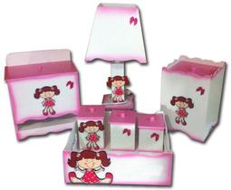 Kit Higiene Bebê MDF Bonequinha Menininha - Canaã Artesanatos