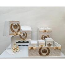 Kit Higiene Bebe Mdf Coroa 7 Peças Kit Higiene Bebe Mdf Coroa 7 Peças