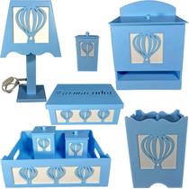 kit higiene bebe mdf decorado 8pçs - Balão Azul bb kit higiene bebe mdf decorado 8pçs - Balão Azul bb