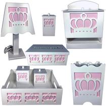 kit higiene bebe mdf decorado 8pçs - COROA MENINA kit higiene bebe mdf decorado 8pçs - COROA MENINA