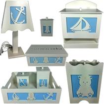 kit higiene bebe mdf decorado 8pçs - URSINHO MARINHEIRO