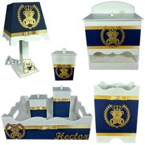 Kit Higiene bebê Mdf menino 7 pçs - AZUL MARINHO DE URSINHO