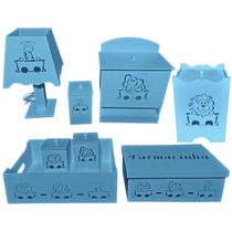 kit higiene bebe mdf menino 8 pçs - SAFARI AZUL BB