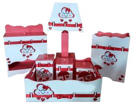 Kit Higiene bebê MDF Nuvem Chuva de Amor Chuva de Bençãos Vermelho