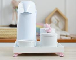 Kit Higiene Bebê Menina K012 Moderno Térmica Banho Porcelana Bandeja Rosa