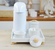 Kit Higiene Bebê Menino Menina K012 Moderno Térmica Banho Porcelana Bandeja Dourado