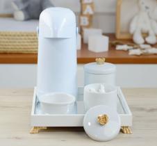 Kit Higiene Bebê Menino Menina K012 Moderno Térmica Banho Porcelana Bandeja Dourado