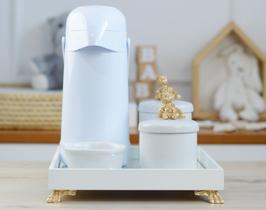 Kit Higiene Bebê Menino Menina K012 Moderno Térmica Banho Porcelana Bandeja Dourado