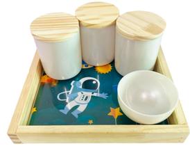 Kit Higiene Bebê Menino/Menina Perolado em Acrílico - 5 Peças