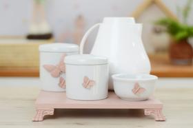Kit Higiene Bebê Moderno Borboleta Rose Menina Porcelana K213