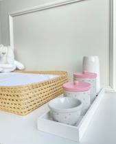 Kit Higiene Bebê Moderno Porcelana Poá Madeira Banho Cuidados K078 - Ciranda Arte Criativa