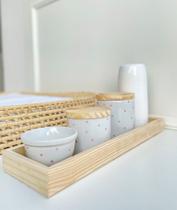 Kit Higiene Bebê Moderno Porcelana Poá Pinus Banho Cuidados K066 - Ciranda Arte Criativa