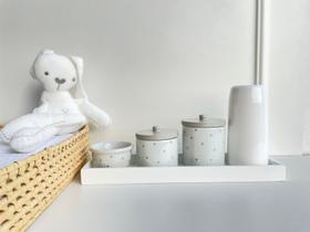 Kit Higiene Bebê Moderno Porcelana Poá Pinus Quarto Térmica - Ciranda Arte Criativa