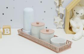 Kit Higiene Bebê Moderno Porcelana Quarto Banho K159 - Ciranda Arte Criativa