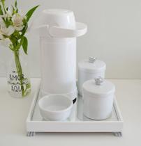 Kit Higiene Bebê Moderno Térmica Banho Porcelana Bandeja Espelho K012 Prata