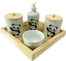 Kit Higiene Bebê Pandinha Menina Porcelana Kit Higiene Bebê Pandinha Menina Porcelana