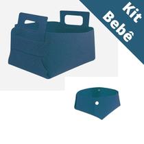 Kit Higiene Bebê para Trocador de Fralda Fraldario Azul