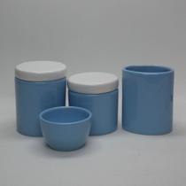 Kit Higiene Bebe Porcelana 3P c Pt Pentes Azul Bebe Tp Branca