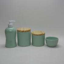 Kit Higiene Bebe Porcelana 4 Peças Verde Bebe Tampa Pinus