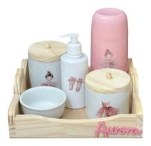 Kit Higiene Bebê Porcelana Bailarina Bandeja Pinus Adesivo Dtf Uv Com Nome Personalizado Kit Higiene Bebê Porcelana Bailarina Bandeja Pinus Adesivo Dtf Uv Com Nome Personalizado