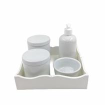 Kit Higiene Bebê Porcelana Bandeja Mdf 5pçs - TG Decor