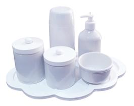 Kit Higiene Bebê porcelana completo branco garrafa térmica menina menina potes - S. A decoração