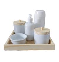 Kit higiene bebe porcelana completo menino menina maternidade neutro decoração quarto infantil clean - Mult_Decor